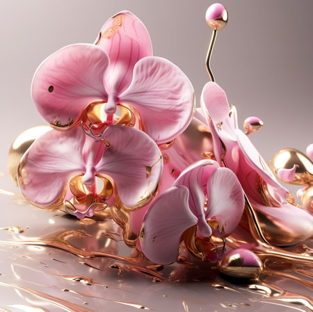Fluid art abstract flower. floral art. Generative AIの素材