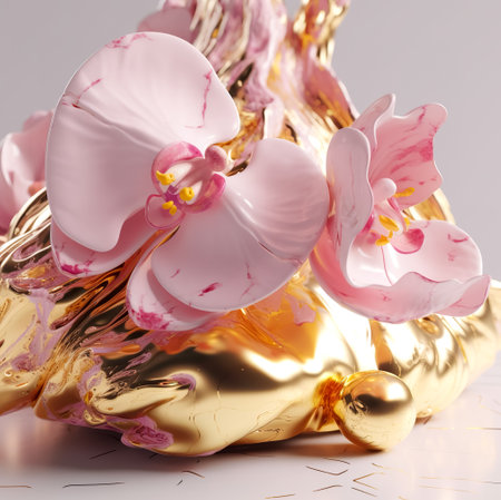 Fluid art abstract flower. floral art. Generative AIの素材