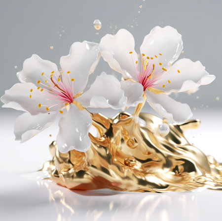 Fluid art abstract flower. floral art. Generative AIの素材
