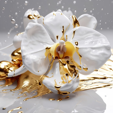 Fluid art abstract flower. floral art. Generative AIの素材