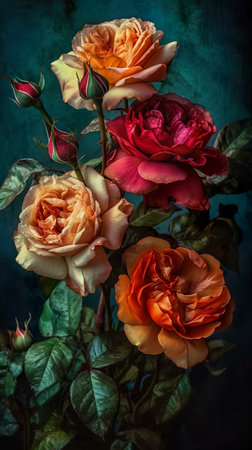 rose flower in dark background. beautiful floral background. Generative AIの素材