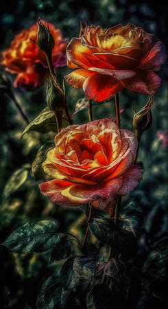 rose flower in dark background. beautiful floral background. Generative AIの素材