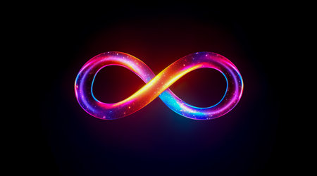 Colorful infinity shape background. infinity symbol. design for advertisement. Generative AIの素材