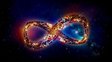 Colorful infinity shape background. infinity symbol. design for advertisement. Generative AIの素材