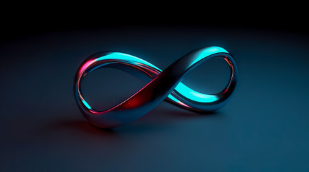 Colorful infinity shape background. infinity symbol. design for advertisement. Generative AIの素材
