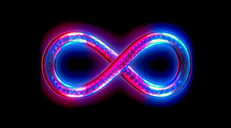 Colorful infinity shape background. infinity symbol. design for advertisement. Generative AIの素材