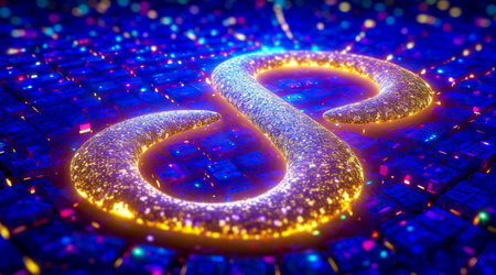 Colorful infinity shape background. infinity symbol. design for advertisement. Generative AIの素材