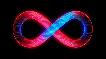 Colorful infinity shape background. infinity symbol. design for advertisement. Generative AIの素材