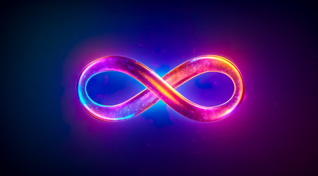 Colorful infinity shape background. infinity symbol. design for advertisement. Generative AIの素材