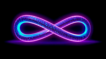 Colorful infinity shape background. infinity symbol. design for advertisement. Generative AIの素材