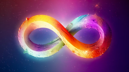 Colorful infinity shape background. infinity symbol. design for advertisement. Generative AIの素材