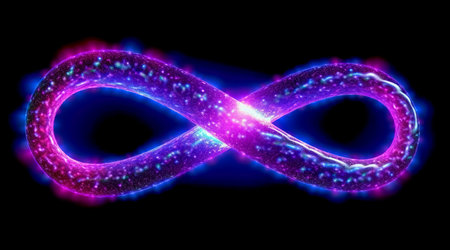 Colorful infinity shape background. infinity symbol. design for advertisement. Generative AIの素材