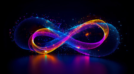 Colorful infinity shape background. infinity symbol. design for advertisement. Generative AIの素材