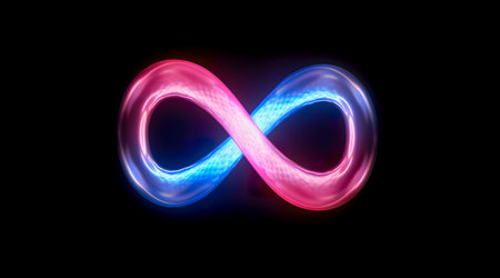 Colorful infinity shape background. infinity symbol. design for advertisement. Generative AIの素材