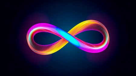 Colorful infinity shape background. infinity symbol. design for advertisement. Generative AIの素材