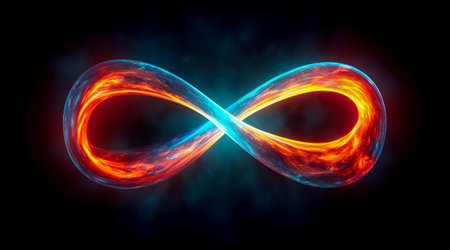 Colorful infinity shape background. infinity symbol. design for advertisement. Generative AIの素材