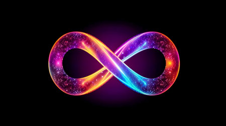 Colorful infinity shape background. infinity symbol. design for advertisement. Generative AIの素材