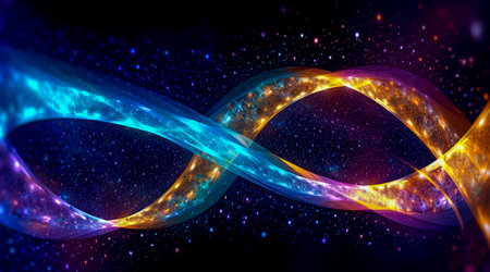 Colorful infinity shape background. infinity symbol. design for advertisement. Generative AIの素材