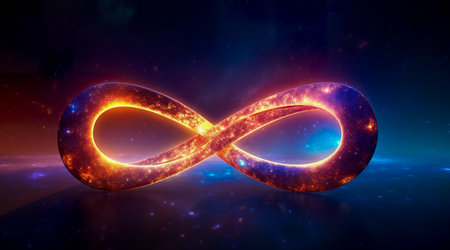 Colorful infinity shape background. infinity symbol. design for advertisement. Generative AIの素材