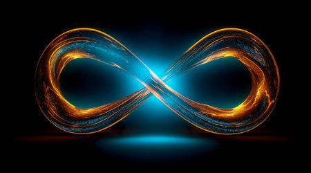 Colorful infinity shape background. infinity symbol. design for advertisement. Generative AIの素材
