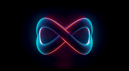 Colorful infinity shape background. infinity symbol. design for advertisement. Generative AIの素材