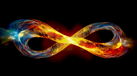 Colorful infinity shape background. infinity symbol. design for advertisement. Generative AIの素材