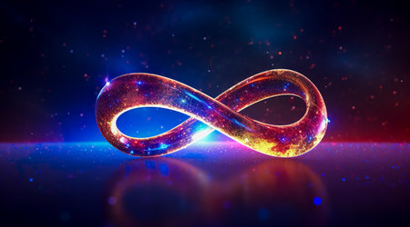 Colorful infinity shape background. infinity symbol. design for advertisement. Generative AIの素材