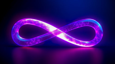 Colorful infinity shape background. infinity symbol. design for advertisement. Generative AIの素材