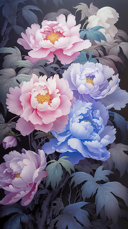 Blooming flowers festive background. pastel and soft bouquet floral. Generative AIの素材