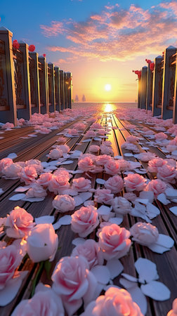 Blooming flowers festive background. pastel and soft bouquet floral. Generative AIの素材