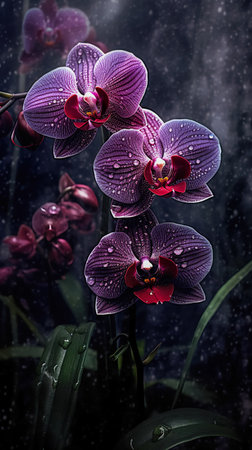 Abstract background with orchid flowers. illustration. Generative AIの素材