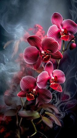 Abstract background with orchid flowers. illustration. Generative AIの素材