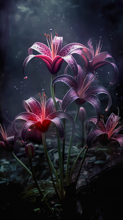 Abstract background with orchid flowers. illustration. Generative AIの素材