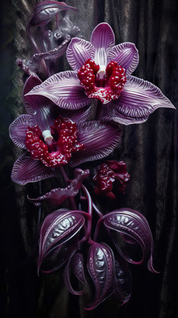 Abstract background with orchid flowers. illustration. Generative AIの素材