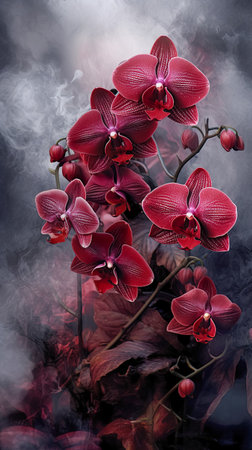 Abstract background with orchid flowers. illustration. Generative AIの素材