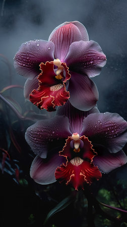 Abstract background with orchid flowers. illustration. Generative AIの素材