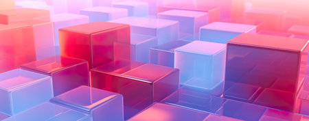 Transparent glass with gradient colors background. abstract geometry background. Generative AIの素材