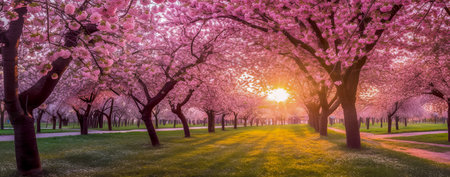 Cherry blossoms in full bloom in Washington DC, USA.の素材