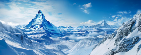 Beautiful panorama of the Matterhorn peak in Zermatt, Switzerlandの素材