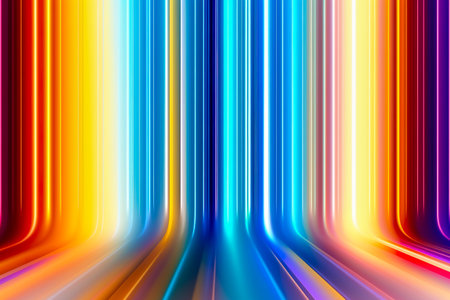 abstract background with colorful spectrum. Bright neon rays and glowing lines. Generative AIの素材