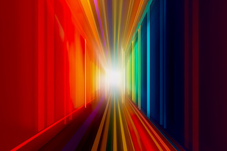 abstract background with colorful spectrum. Bright neon rays and glowing lines. Generative AIの素材