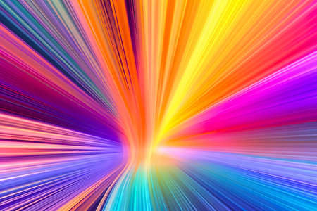abstract background with colorful spectrum. Bright neon rays and glowing lines. Generative AIの素材