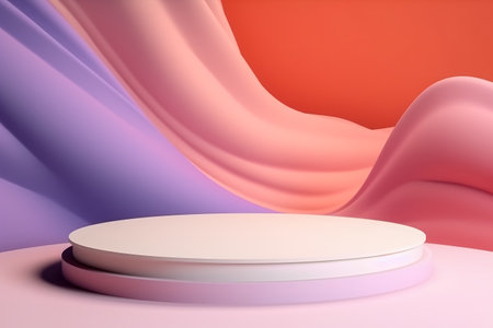 Realistic purple 3D cylinder pedestal podium background. Abstract minimal scene for products stage showcase. Generative AIの素材