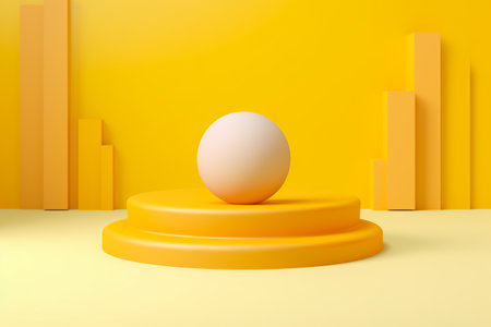 Minimalistic yellow podium geometric shape. abstract yellow background. Generative AIの素材