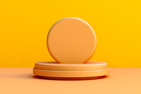 Minimalistic yellow podium geometric shape. abstract yellow background. Generative AIの素材