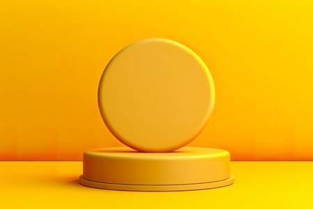 Minimalistic yellow podium geometric shape. abstract yellow background. Generative AIの素材