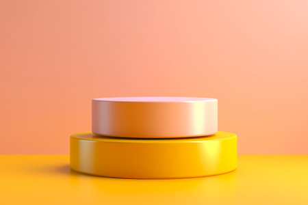 Minimalistic yellow podium geometric shape. abstract yellow background. Generative AIの素材