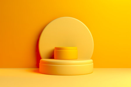 Minimalistic yellow podium geometric shape. abstract yellow background. Generative AIの素材