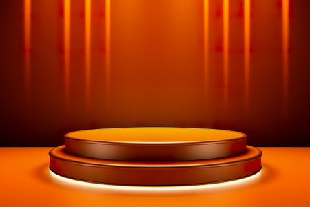 Modern background platform with orange podium. stand show cosmetic product. Generative AIの素材