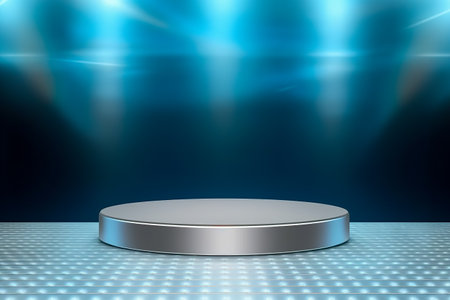 Modern background platform with blue podium. stand show cosmetic product. Generative AIの素材